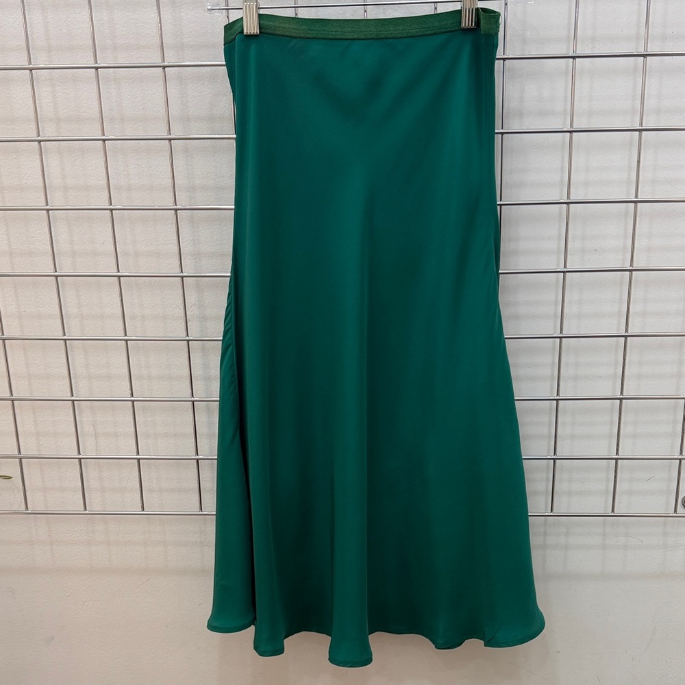 Elegant Jade Green Women's Silk Slip Skirt